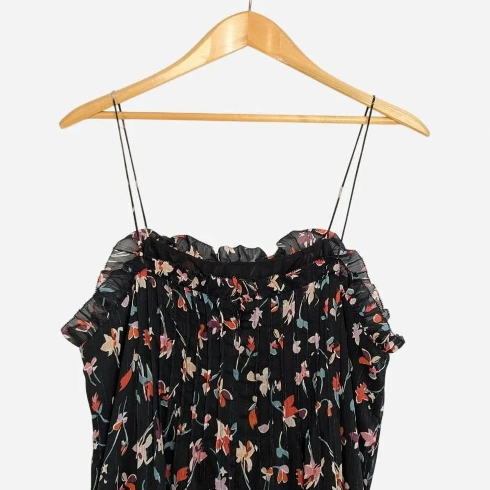 Madewell Black Floral Ruffle-Hem Midi Dress - Picture 6 of 9